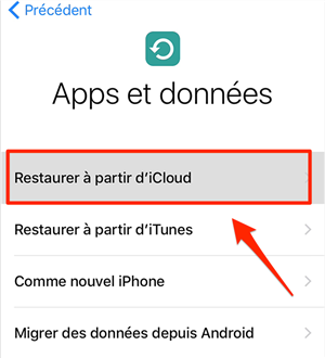 Restaurer des données à partir d'iCloud